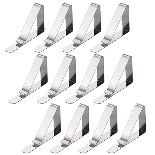 TRIXES 12er Pack Silber Chrom Tischdecken Clips verstellbare Klemme hohe Qualität Metall für Partys oder einfach nur zu Hause von TRIXES