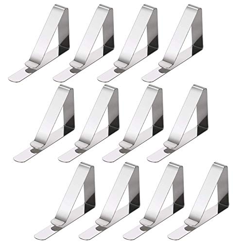 TRIXES 12er-Pack silberne Tischdeckenklammern – verstellbare Metallklammern – Tischdeckenklammern für Außen- und Innenmöbel – Heimgebrauch – Party, Picknick, Grillen, Gartenzubehör von TRIXES