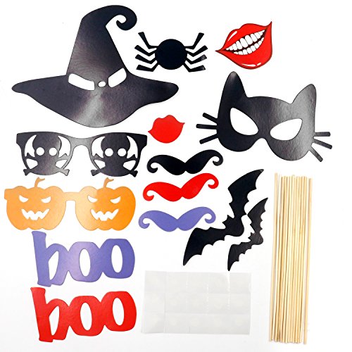 TRIXES 14 Stück DIY Halloween Foto Booth Requisiten Hexen Hut Fledermäuse und vieles mehr Partyspaß von TRIXES