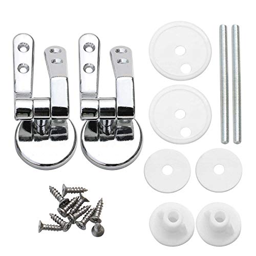 TRIXES 1x Paar verchromte WC Sitz Scharniere für Holz Sitze inkl. Armaturen, Ersatzscharniere WC-Sitz Ersatzteile für WC Toilettendeckel Befestigung von TRIXES