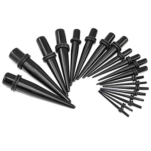 TRIXES 20 Stk. 1,3mm-10 mm schwarzer Ohrdehner-Set Taper Dehnstäbe Set von TRIXES