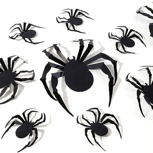 TRIXES 3D SPINNEN WANDSTICKER – 24 TEILE HALLOWEEN DEKORATIONEN – VERSCHIEDENE GRÖßEN – MIT KLEBE-PADS – SCHWARZE SPINNEN ZUR DEKORATION – SÜßES ODER SAURES von TRIXES