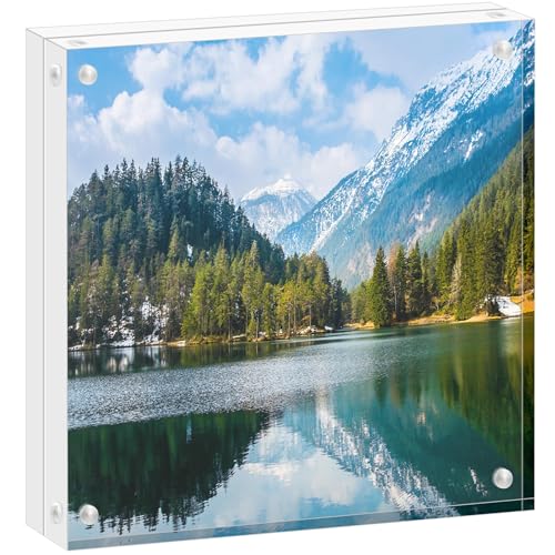 TRIXES 12.5cms x 12.5cms Acryl-Fotorahmen - Mehrzweck-doppelseitiger 5-Zoll-Quadratrahmen - Bilderbox im Insta-Stil - Freistehend - Magnete zum Verschließen der Plexiglasseiten - Bilderrahmen 5"X5" von TRIXES