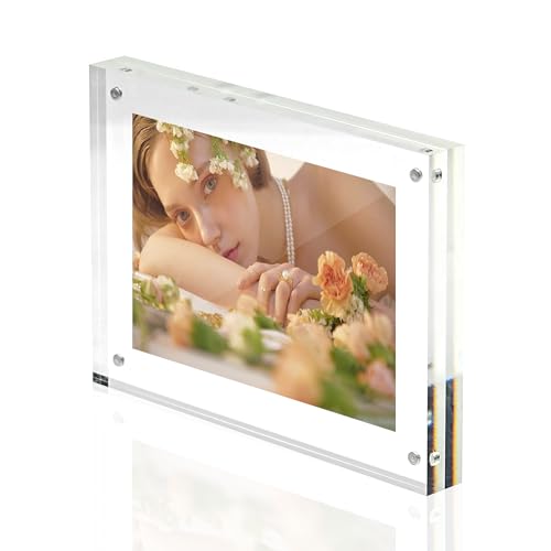 TRIXES 5X7 Acryl-Fotorahmen – magnetischer Mehrzweck-Bilderrahmen mit Glaseffekt, perfekt zum Präsentieren auf Ihrem Schreibtisch, zum Aufstellen auf Ihrem Sideboard oder zum Abstellen von TRIXES