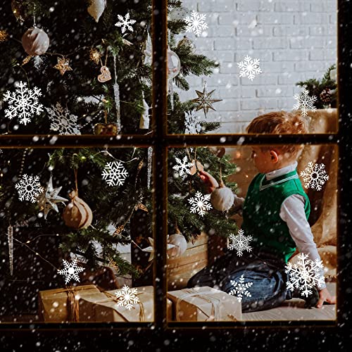 TRIXES Schneeflocken-Fensteraufkleber x60 – wiederverwendbar – Weiß – Weihnachtsdekoration für Kinder von TRIXES
