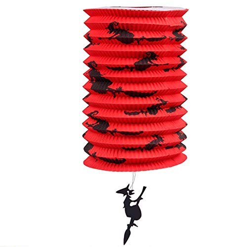 TRIXES Auffaltbare Rote Laterne im Hexendesign für Halloween oder als Lampion oder Partydekoration von TRIXES