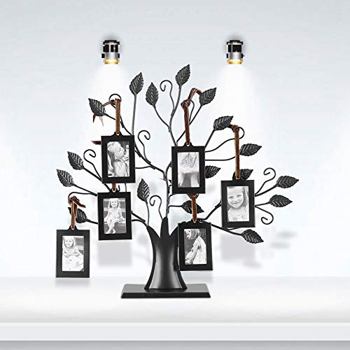 TRIXES Family Tree Bilderrahmen – Multi-Bilderrahmen mit 6 abnehmbaren Aufhängerahmen, freistehend, tolles Familiengeburtstagsgeschenk, Schwarz von TRIXES