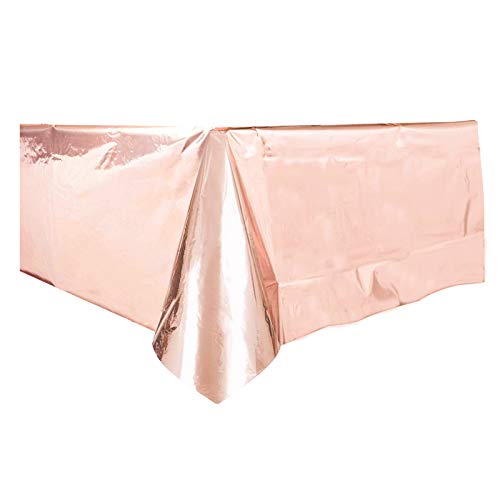 TRIXES Kunststoff-Tischdecke in Rose Gold - Party-Zubehör - Metallic-Tischdecke - ideales Zubehör für Jungesellen-nnenpartys Verlobungen Goldene Hochzeit Geburtstage UVM - 1,3 m x 2,7 m von TRIXES