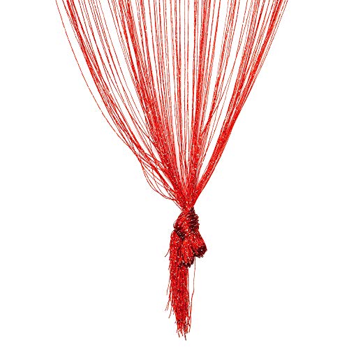 TRIXES Rot Fadenvorhang im Tautropfen Design als Raumteiler Fliegenschutz oder als Festliche saisonale Dekoration Voller Größe: 90cm x 200cm - Vorhänge von TRIXES