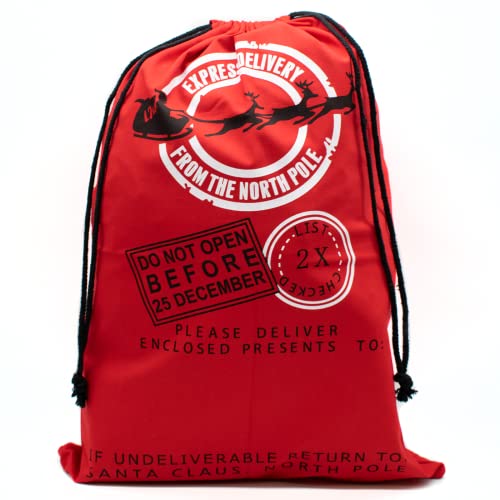 TRIXES Roter Weihnachtsstrumpf Weihnachtssack/Nikolaussack Aufbesserung Ihrer üblichen Strumpfgeschenke - ideal für Kinder oder Erwachsene, komplett mit Kordelzug von TRIXES