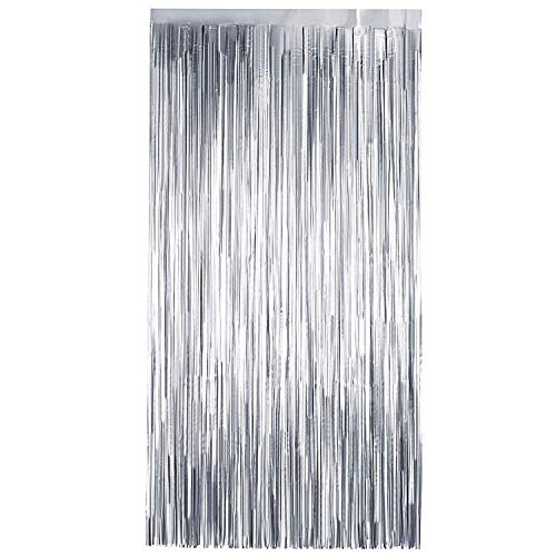 TRIXES Silber Folie Vorhang – Party Hintergrund Fransen Dekoration – Tür Tinsel Foto Prop - perfekt für Einhorn Thema Party Hochzeit Henne Geburtstag Feiern – 2 Meter von TRIXES