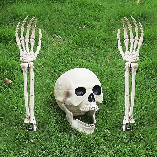 TRIXES Totenkopf- und Skelett-Arme – Halloween-Dekorationen – Outdoor-Party-Dekorationen – 3-teiliges Skelett-Requisiten – Themenpartys – Spukhaus – Haus Dekor Zubehör von TRIXES
