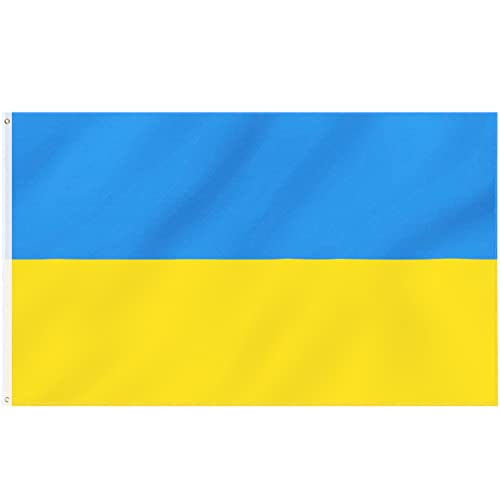 TRIXES Ukraine Flagge - Große 1,5 x 0,9 m Flaggen mit Messingösen - Innen- und Außenbereich zum Aufhängen am Fahnenmast von TRIXES