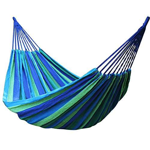 TRIXES blau/grün gestreifte tragbare 2m Garten Hängematte Camping Reisen von TRIXES