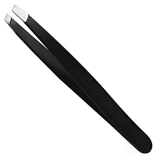 TRIXES schwarze Augenbrauen Pinzette aus Edelstahl mit abgeschrägter Spitze von TRIXES
