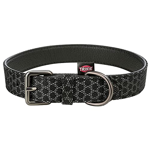 TRIXIE Night Reflect Halsband Größe M–L: Halsumfang 38–47 cm/25 mm in schwarz - stark reflektierendes Halsband für mittelgroße bis große Hunde, gute Sichtbarbarkeit im Dunkeln, 12424 von TRIXIE