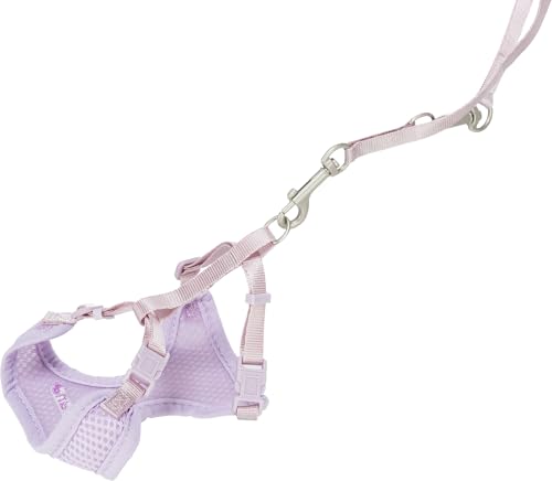 TRIXIE Junior Welpen-Softgeschirr mit Leine Größe S–M: Brustumfang 26–34 cm/10 mm in flieder - gepolstertes anpassbares Hundegeschirr mit 3fach verstellbarer Leine für kleine Hunde, 15564 von TRIXIE