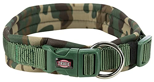 TRIXIE Premium Halsband Größe M–L: Halsumfang 42–48 cm/20 mm in Camouflage - stufenlos verstellbares Hundehalsband für mittelgroße bis große Hunde, neoprengepolstert, 1988423 von TRIXIE