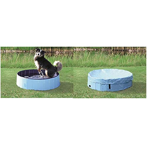 Trixie 39482 Hundepool, ø 120 × 30 cm, hellblau/blau + Abdeckung für Hundepool # 39482, ø 120 cm, hellblau von TRIXIE