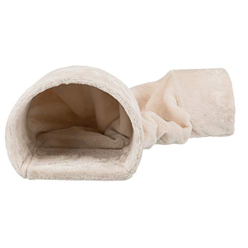 TRIXIE 63102 Kuscheltunnel mit 2 Ausgängen, Zwergkaninchen, 27 × 21 × 80 cm, beige von TRIXIE