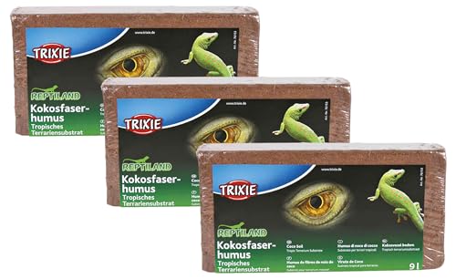 TRIXIE 76153 Kokosfaserhumus, Substrat, gepresst, ergibt 9 l (3er Pack) von TRIXIE