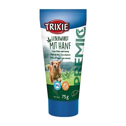 TRIXIE Hundeleckerli PREMIO Hunde-Leberwurst mit Hanf 75g - Premium Leckerlis für Hunde glutenfrei - ohne Getreide & Zucker, schmackhafte Belohnung für Training & Zuhause - 31846 von TRIXIE