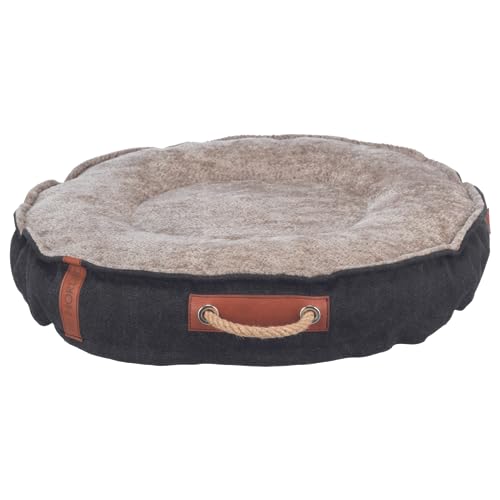 TRIXIE Hundebett BE Nordic Föhr ø 60 cm in schwarz/Sand – eckiger Hundekorb für kleine & große Hunde - gemütliches Hundekörbchen mit praktischem Tragegriff - weich & waschbar - 36594 von TRIXIE