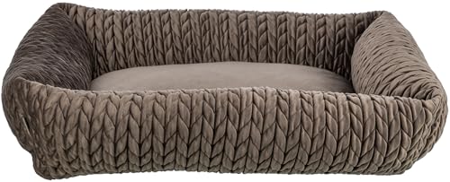 TRIXIE Hundebett Livia 80x60 cm in braun – eckiges Kuschelbett mit weichem Samtbezug, Hundekorb für kleine Hunde, fest integriertes Kissen, Rutschfester Boden - weich & waschbar - 37305 von TRIXIE