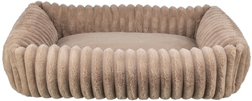 TRIXIE Hundebett Lonni 65x50 cm in braun – eckiges Kuschelbett mit weichem Plüsch in Cord Look, Hundekorb für kleine Hunde, fest integriertes Kissen, rutschfester Boden - weich & waschbar -374020 von TRIXIE