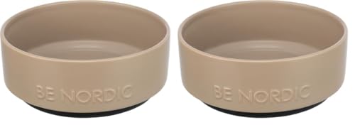 TRIXIE Hundenapf aus Keramik BE Nordic 1200 ml Taupe - moderner Fressnapf für große Hunde ø 18 cm Keramiknapf mit Rutschfester Gummierung - 24527 (Packung mit 2) von TRIXIE