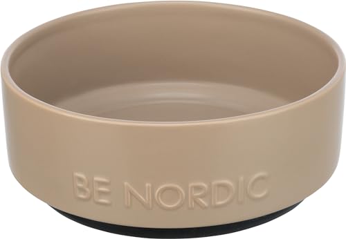 TRIXIE Hundenapf aus Keramik BE NORDIC 1200 ml taupe - moderner Fressnapf für große Hunde ø 18 cm Keramiknapf mit rutschfester Gummierung - 24527 von TRIXIE