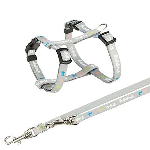 TRIXIE Junior Welpengeschirr mit Leine Größe S–M: Brustumfang 23–34 cm/8 mm in hellgrau - anpassbares Hundegeschirr zur Erziehung mit 3fach verstellbarer Leine für kleine Hunde, 15340 TRIXIE Junior Welpengeschirr mit Leine Größe S–M: Brustumfang 23–34 cm/8 mm in hellgrau - anpassbares Hundegeschirr zur Erziehung mit 3fach verstellbarer Leine für kleine Hunde, 15340 von TRIXIE