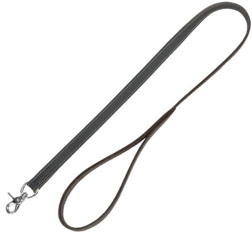 TRIXIE Hundeleine aus Leder Rustic Leine Leder M–L, 1,00 m 20 mm in grau - Fettlederleine für Hunde im klassischen Design - für mittelgroße bis große Hunde - 19041 von TRIXIE