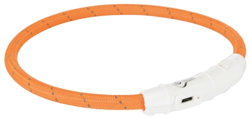 TRIXIE Leuchtring für Hunde L-XL orange – Leuchtendes Hundehalsband, ideal für Spaziergänge im Dunkeln – Aufladbar und individuell einstellbar - 12705 von TRIXIE