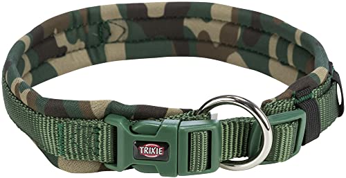 TRIXIE Premium Halsband Größe S–M: Halsumfang 35–42 cm/15 mm in Camouflage - stufenlos verstellbares Hundehalsband für kleine bis mittelgroße Hunde, neoprengepolstert, 1988323 von TRIXIE