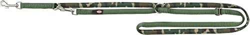 TRIXIE Hundeleine Premium M–L, 2,00 m 20 mm in Camouflage/waldgrün - verstellbare Leine mit belastbaren Gurtband - für mittelgroße bis große Hunde - 1987623 von TRIXIE
