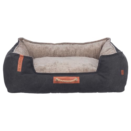 TRIXIE Hundebett BE Nordic Föhr 60x50 cm in schwarz/Sand – eckiger Hundekorb für kleine & große Hunde - gemütliches Hundekörbchen mit praktischem Tragegriff - weich & waschbar - 36590 von TRIXIE