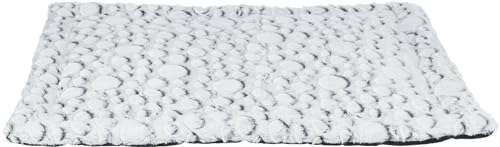 TRIXIE besonders weiches Hundebett mit rutschfestem Boden LIEGEMATTE Mila, PLÜSCH, 100 × 70 cm, WEIß-GRAU waschmaschinengeeignet - 38989 von TRIXIE