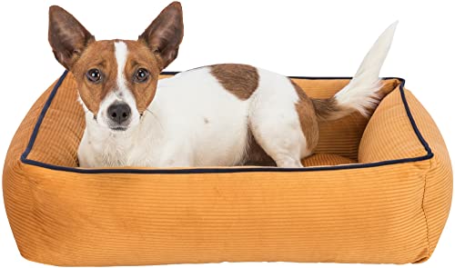 TRIXIE Hundebett Romy 55 × 45 cm in ocker - schickes Hundekissen aus feinem Samt-Cord - Hundekorb für kleine Hunde - rutschfest und waschbar - 37675 von TRIXIE