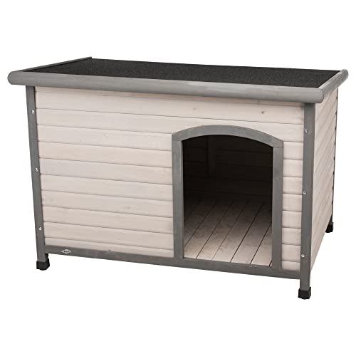 TRIXIE wetterfestes und aufklappbares Hundehaus "natura Hundehütte Classic Flachdach, L: 116 × 82 × 79 cm, grau" - 39563 von TRIXIE