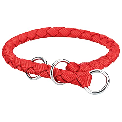 TRIXIE Cavo Zug-Stopp Halsband Größe M–L: Halsumfang 43–51 cm/ø 18 mm in rot - Hundehalsband aus Gurtband für mittelgroße bis große Hunde, rund geflochten, 143903 von TRIXIE