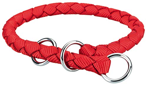 TRIXIE Cavo Zug-Stopp Halsband Größe XS–S: Halsumfang 25–31 cm/ø 12 mm in rot - Hundehalsband aus Gurtband für sehr kleine bis kleine Hunde, rund geflochten, 144403 von TRIXIE