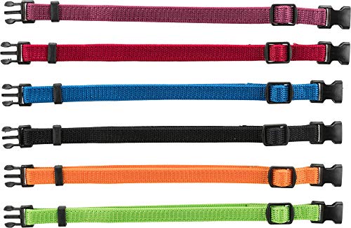 TRIXIE Junior Welpenhalsband Größe S–M: Halsumfang 17–25 cm/10 mm in schwarz, rot, royalblau - kleines Hundehalsband für kleine bis mittelgroße Hunde, 6er Set zur Gewöhnung, 15551 von TRIXIE