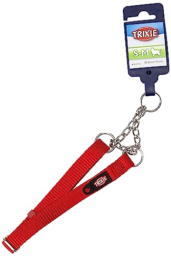 TRIXIE Premium Zug-Stopp Halsband Größe S–M: Halsumfang 30–40 cm/15 mm in rot - stufenlos verstellbares Hundehalsband für kleine bis mittelgroße Hunde, einfacher Verschluss, 202703 von TRIXIE