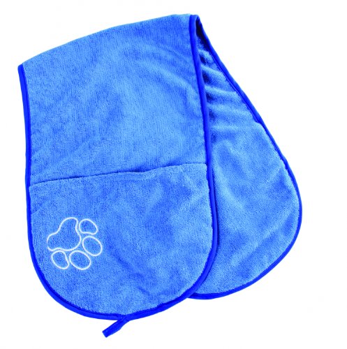 Trixie 23374 Schal-Handtuch mit Taschen, 93 × 28 cm, blau von TRIXIE
