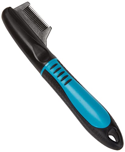TRIXIE Trimm-Messer für Kopf und Ohren - feine Edelstahlklinge - gummierter Kunststoffgriff für Rechtshänder - 19 cm - schwarz/blau - 2361 von TRIXIE