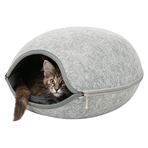 Trixie 36316 Kuschelhöhle Luna, Filz, 40 × 24 × 46 cm, hellgrau, Katze von TRIXIE