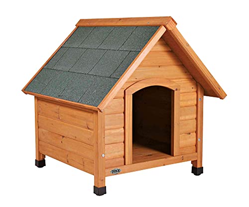 TRIXIE wetterfestes und frei justierbares Hundehaus "natura Hundehütte Cottage Satteldach, S–M: 71 × 77 × 76 cm, braun"- 39530 von TRIXIE