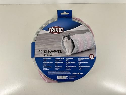 Trixie 4291 Spieltunnel, Fleece, ø 25 × 50 cm, grau/rosa von TRIXIE