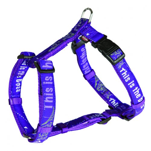 Trixie Modern Art H-Geschirr This is the Boss, XS–S: 30–40 cm/10 mm, lila von TRIXIE
